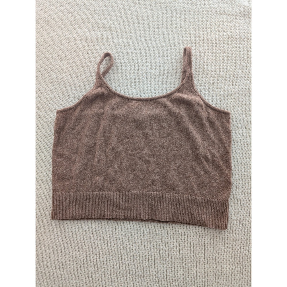 Old Navy Womens L Brown Knit Cropped Cami Tank Top Layering Neutral Scoop Neck